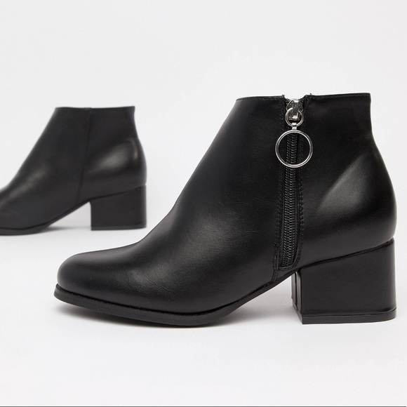 London Rebel Shoes - London Rebel Side Zip Heeled Ankle Boots